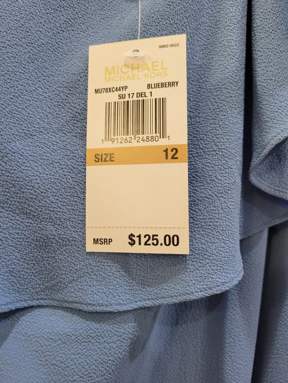 Michael Kors Sky Blue One-Shoulder Ruffle Dress
